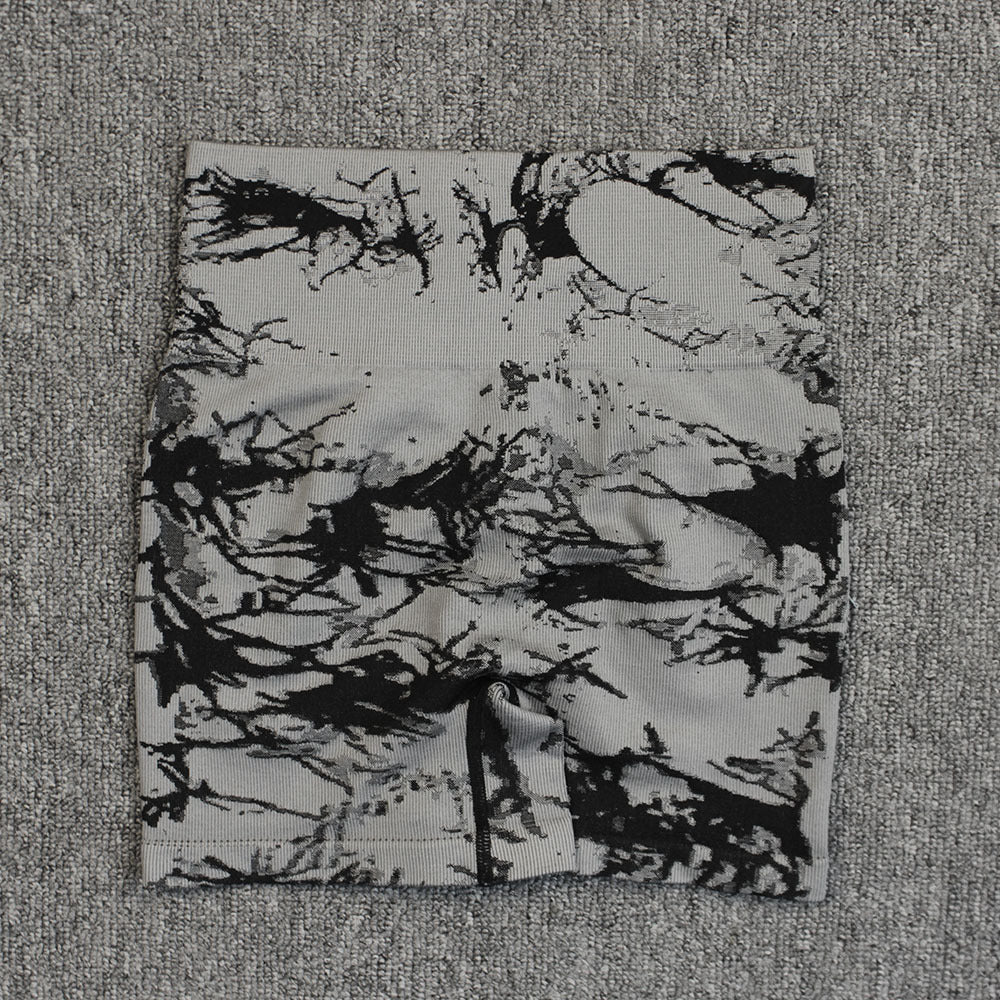 Tie-Dye High-Waisted Hip Lifting Yoga Shorts - Quick Dry Fitness