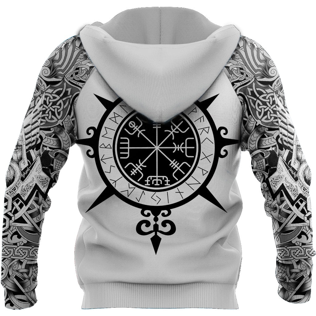 Viking Tattoo All Over Print Hoodie - Norse Warrior Sublimation Sweatshirt for Men & Women