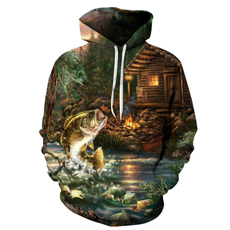 Vibrant 3D Cartoon Print Hoodie - Unisex Loose-Fit Pullover Sweatshirt