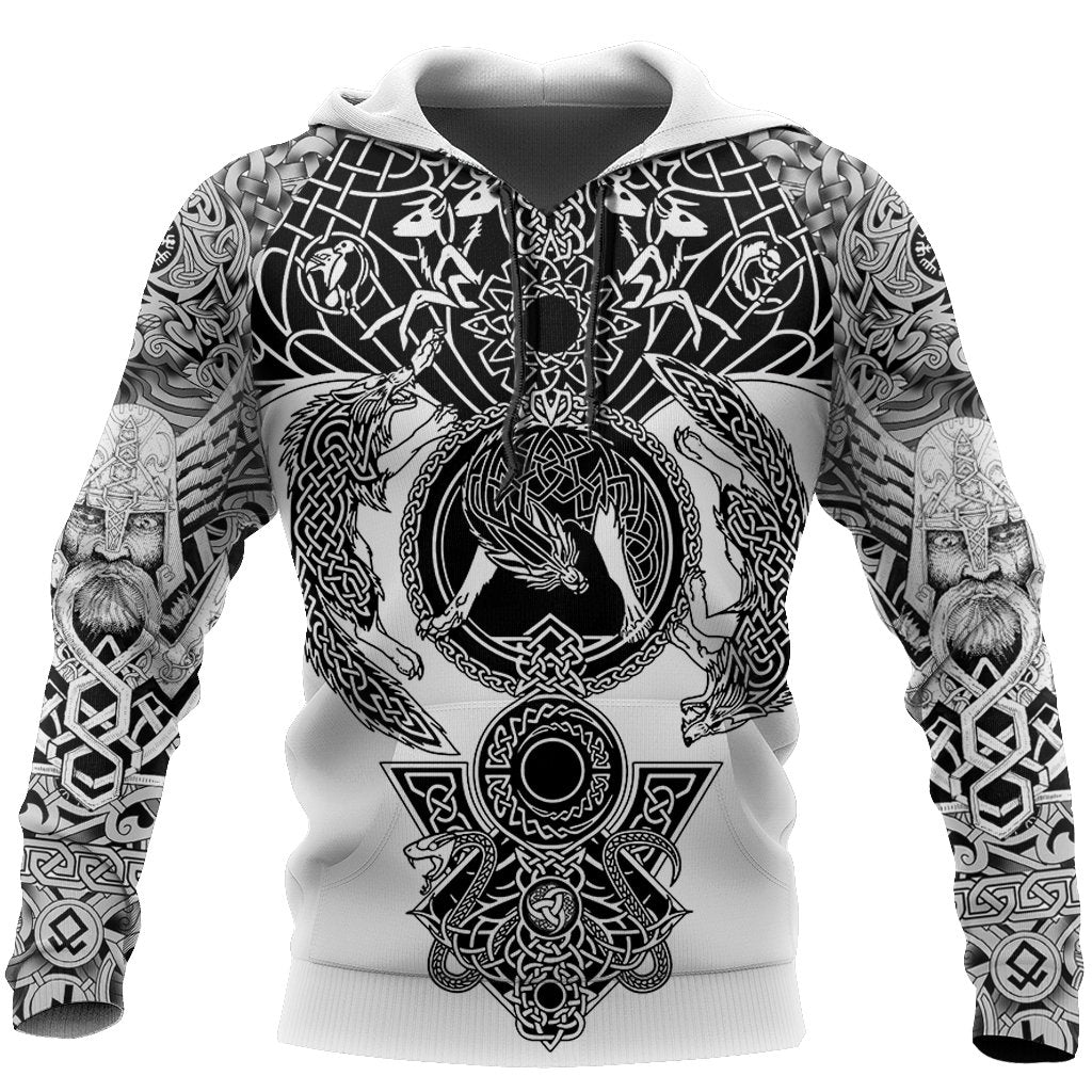Viking Tattoo All Over Print Hoodie - Norse Warrior Sublimation Sweatshirt for Men & Women
