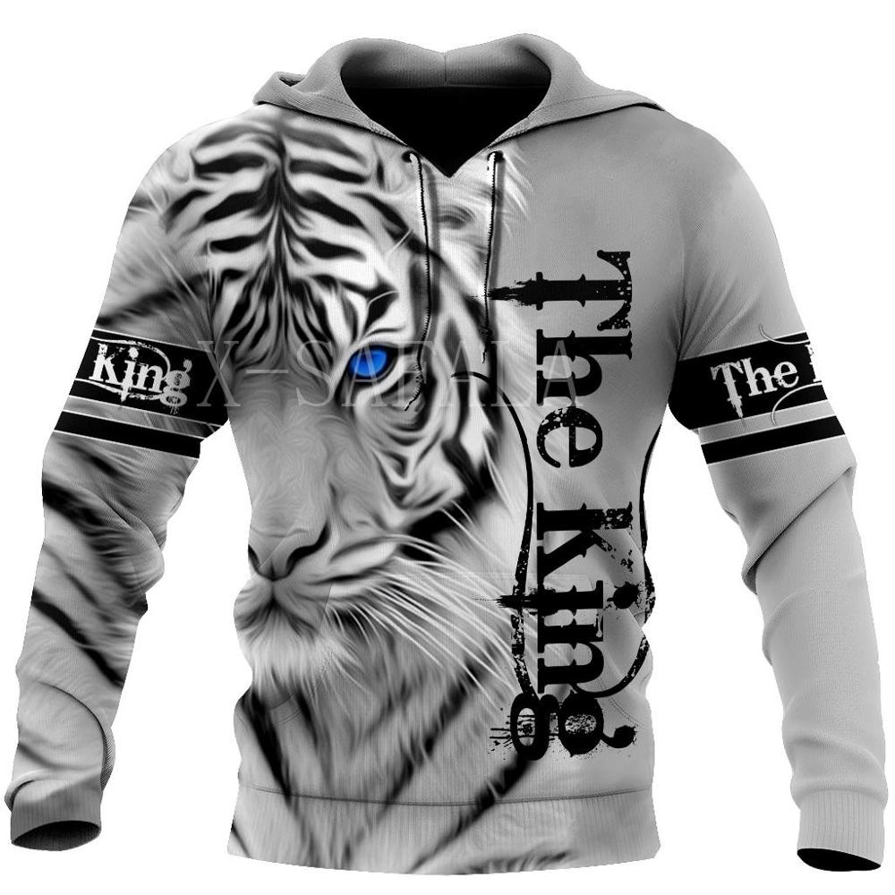 White Tiger 3D All Over Print Hoodie for Men - Zip-Up Pullover Sweatshirt, Casual Streetwear Jacket