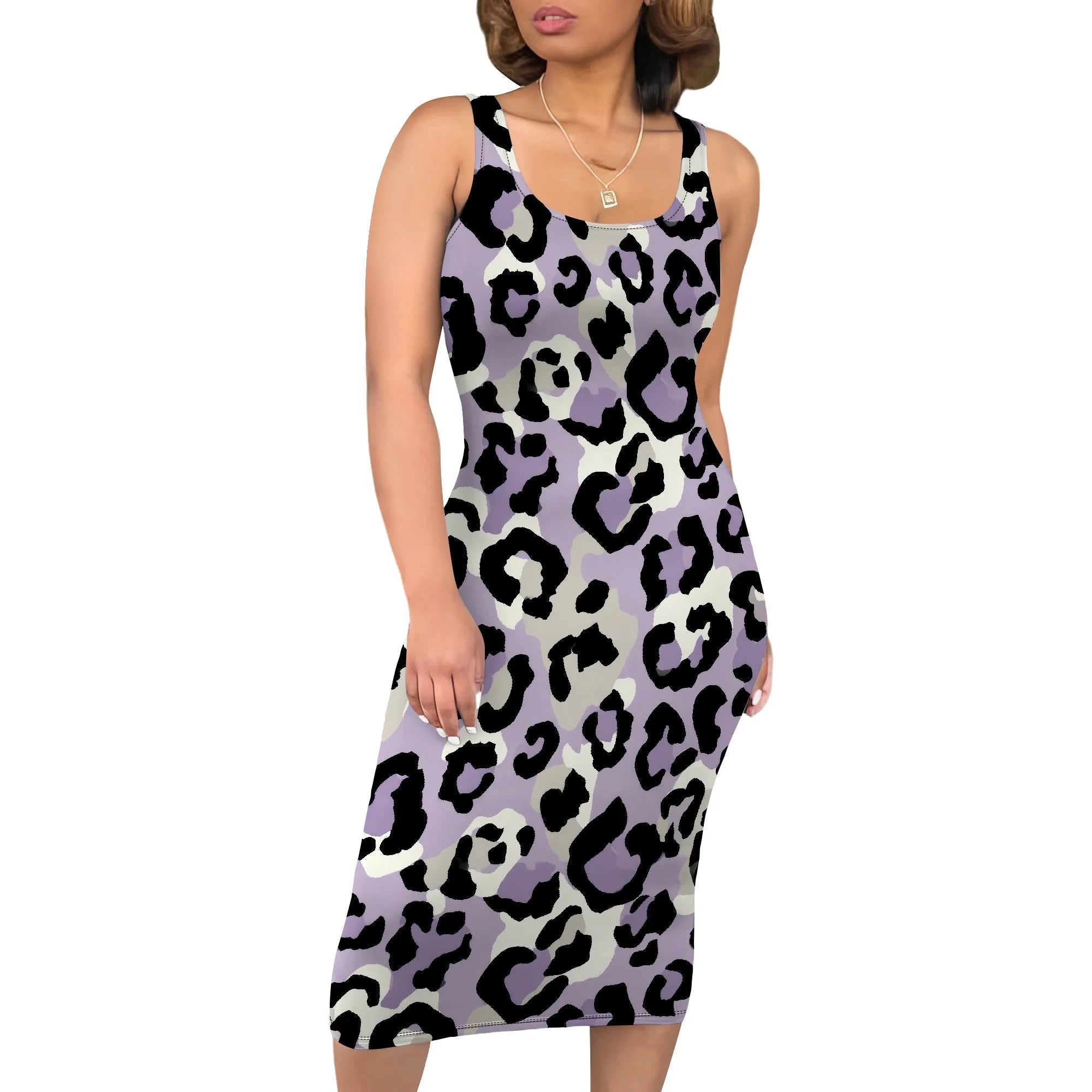 Boho Floral Midi Sundress with Pockets - Sleeveless Women's Tank Dress