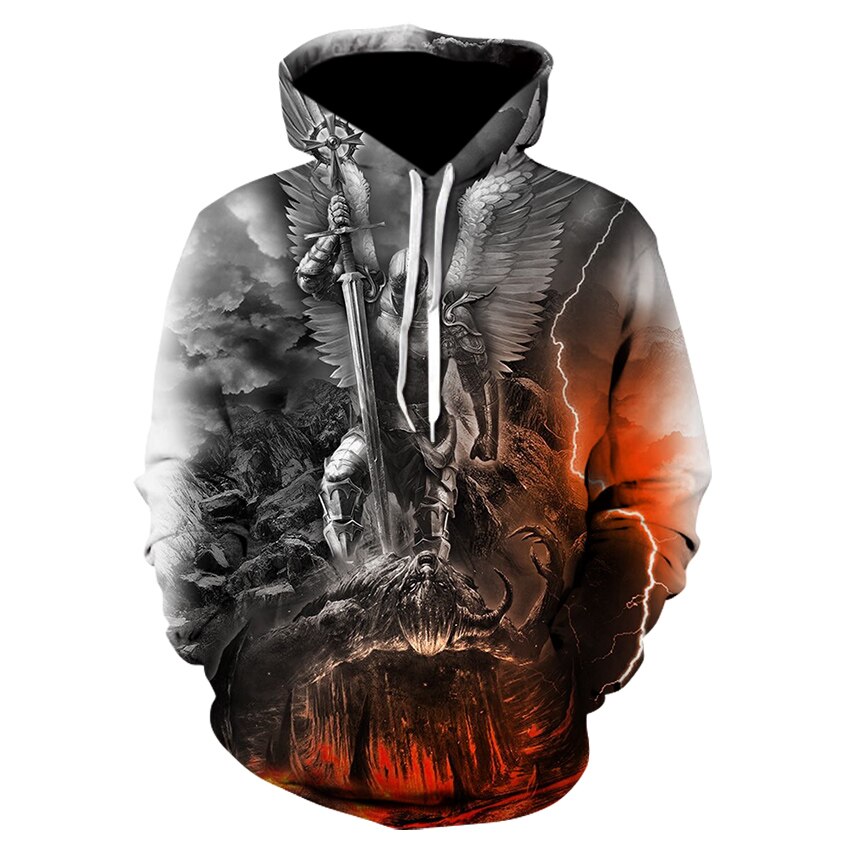Men's Skull Print Hoodie - Trendy Baseball Uniform Pullover Sweatshirt for Casual Streetwear