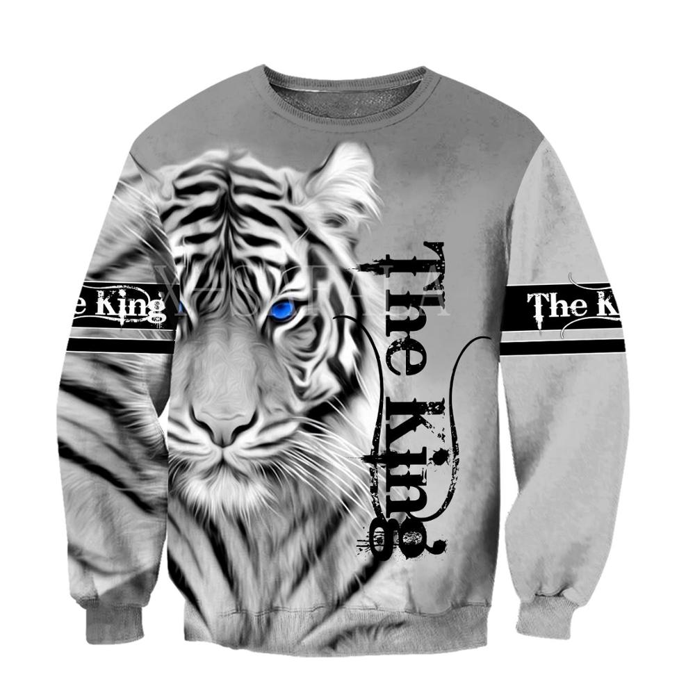 White Tiger 3D All Over Print Hoodie for Men - Zip-Up Pullover Sweatshirt, Casual Streetwear Jacket