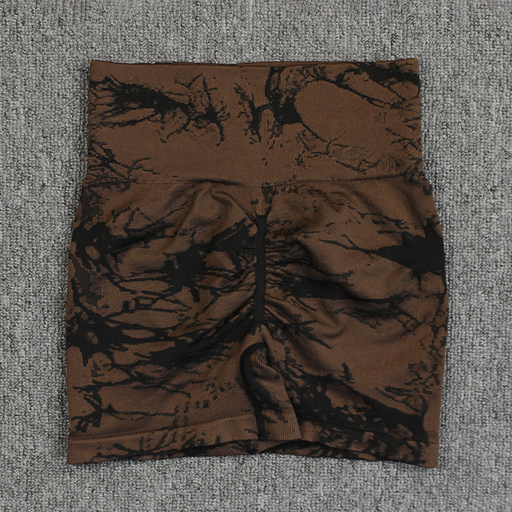 Tie-Dye High-Waisted Hip Lifting Yoga Shorts - Quick Dry Fitness