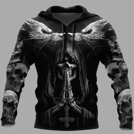 Jing Viking Warrior 3D Print Hoodie - Unisex Norse Mythology All-Over Sublimation Pullover Sweatshirt